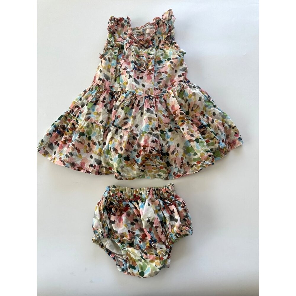 Pink Chicken Floral Tiered Dress with Bloomers - Multi